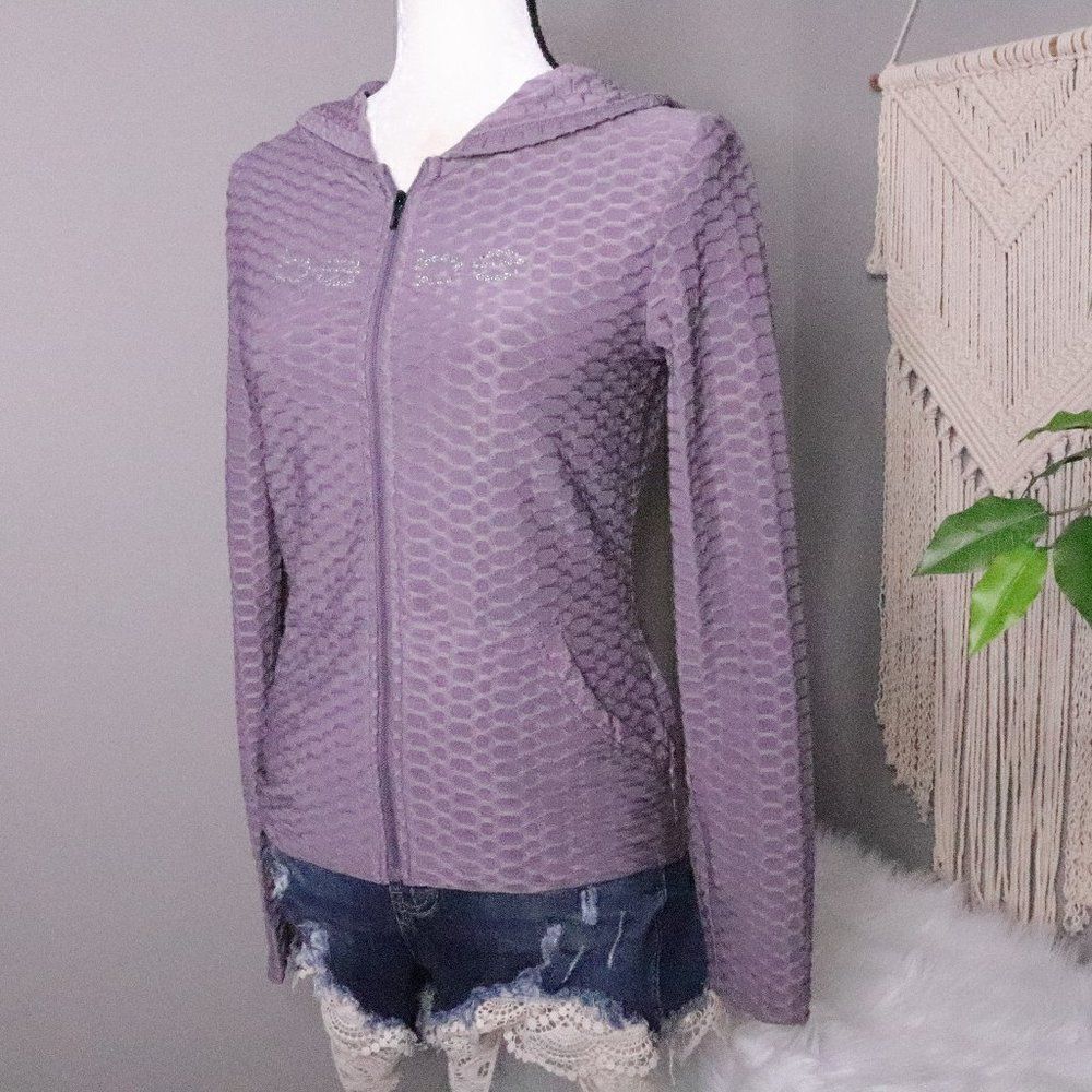 Bebe | Textured Long Sleeve Zip Up
